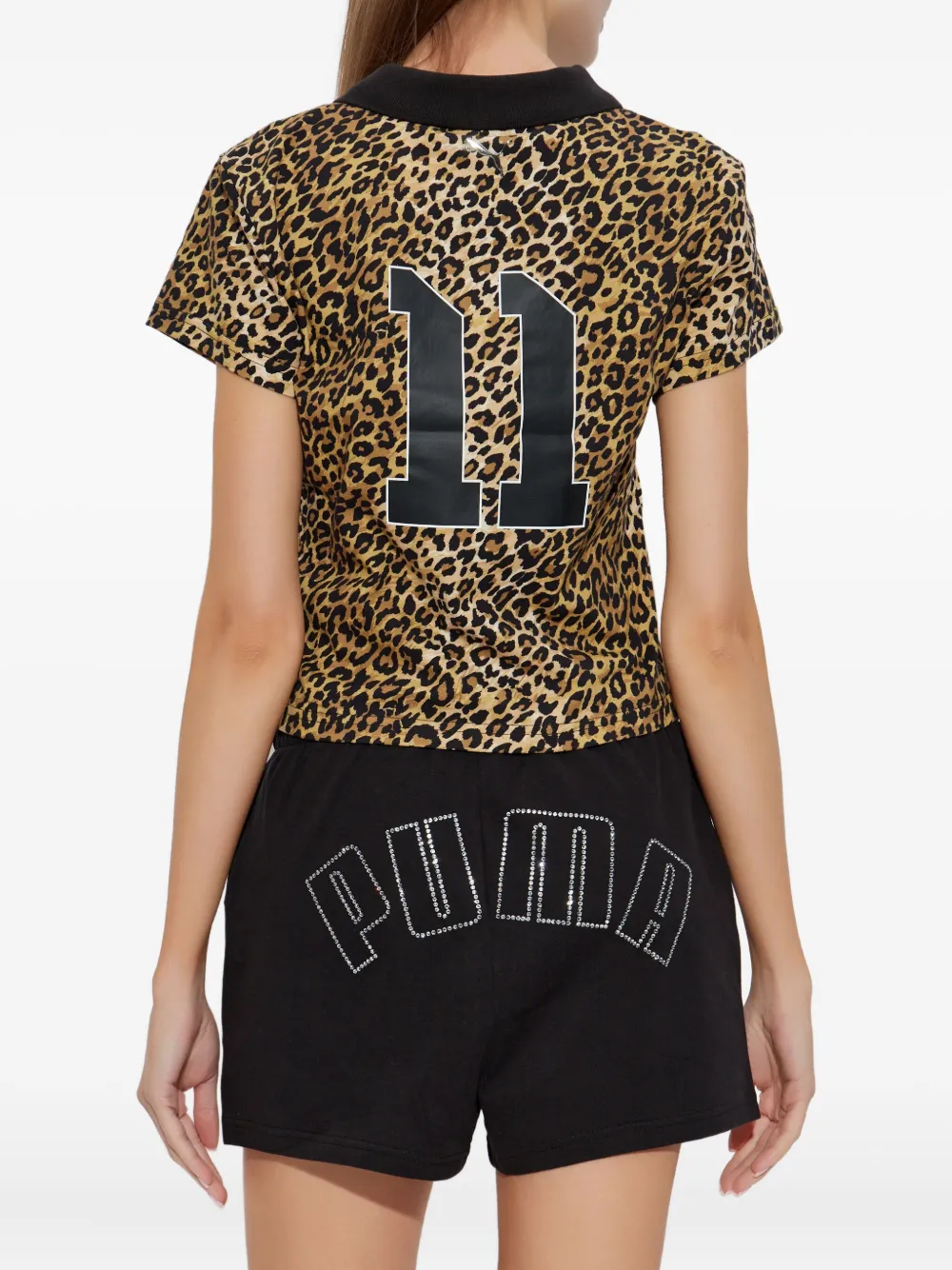 PUMA Collared top met dierenprint Bruin