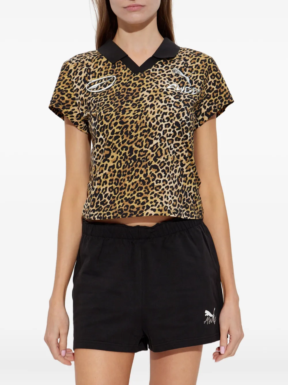 PUMA Collared top met dierenprint Bruin