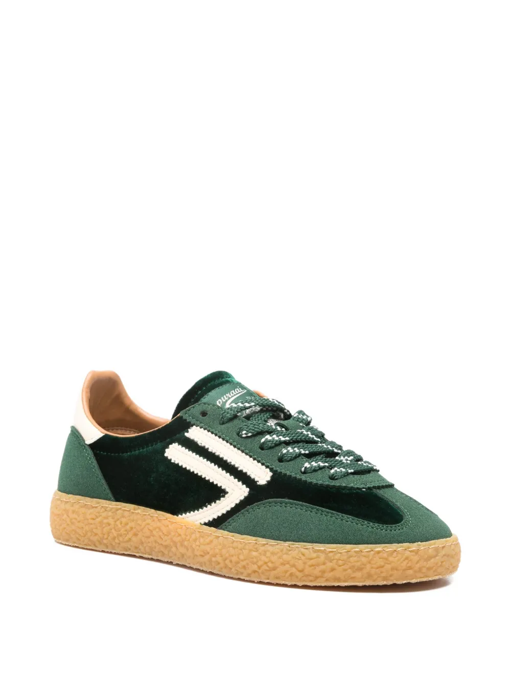 Puraai velvet-panel sneakers - Groen