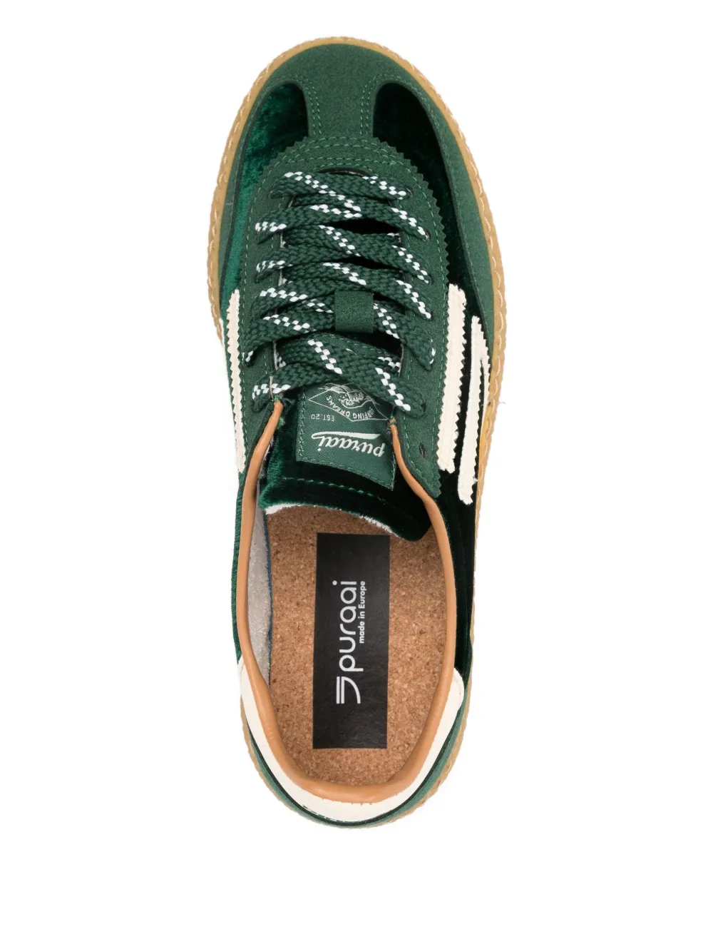 Puraai Velvet-panel Sneakers In Green