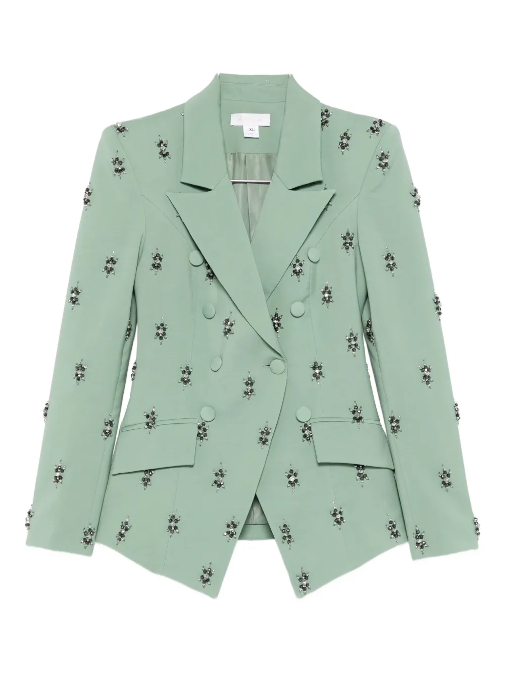 M.marquise Lixia Embellished Double-breasted Blazer In Green