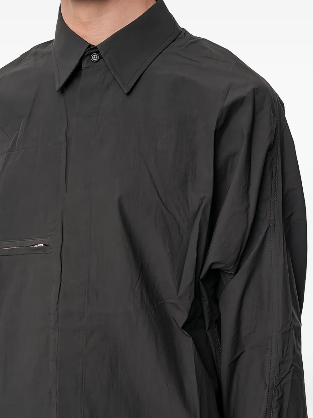 Joe Chia Zip-pocket Long-sleeve Shirt In Black
