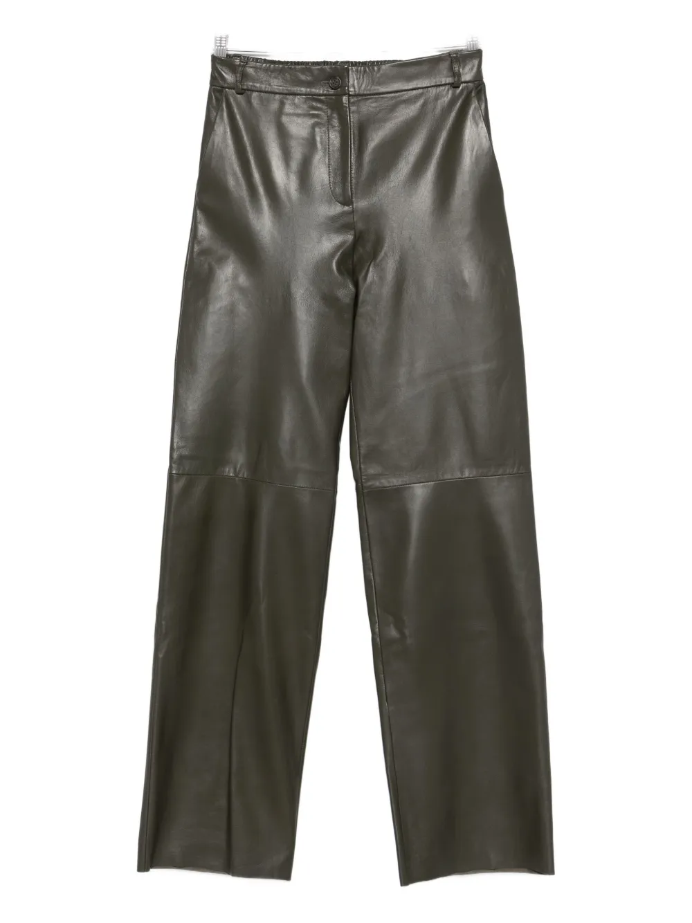 Antonelli Leather Straight-leg Trousers In Green