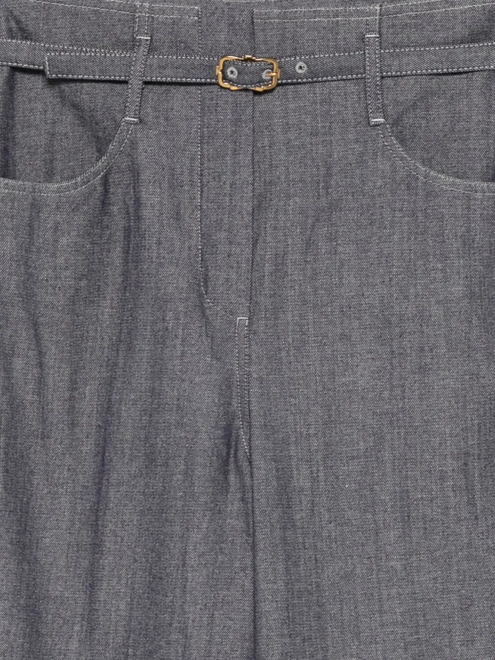 Agnona Belted Straight Trousers In Gray