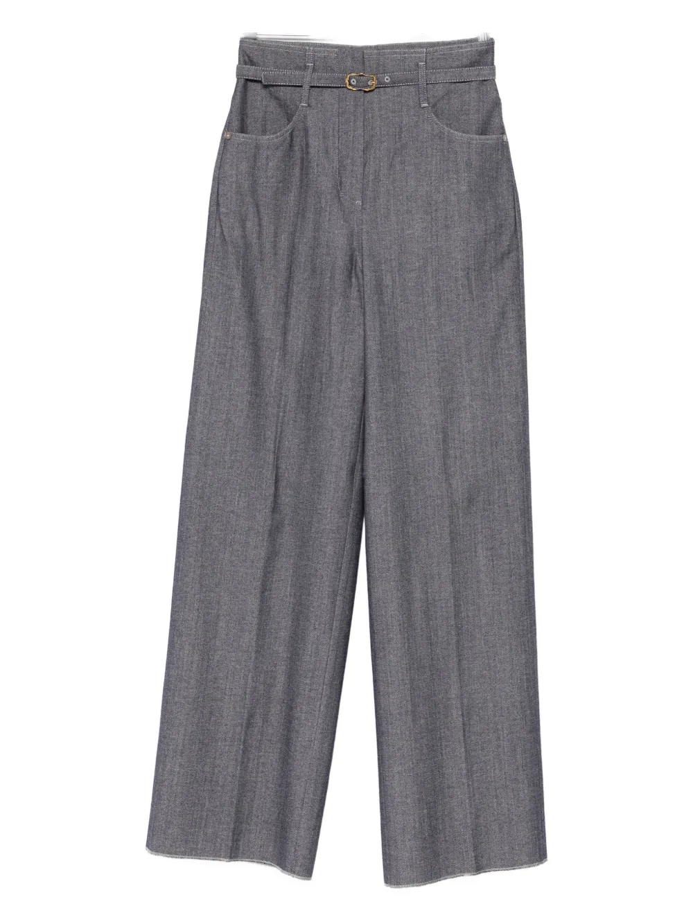 Agnona Belted Straight Trousers In Gray
