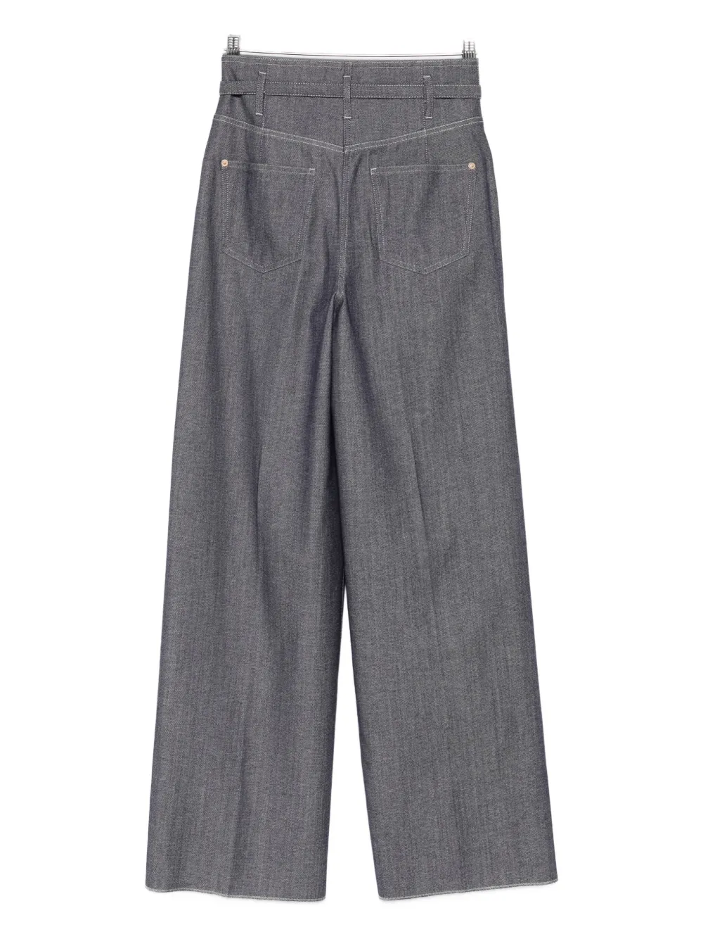 Agnona Belted Straight Trousers In Gray