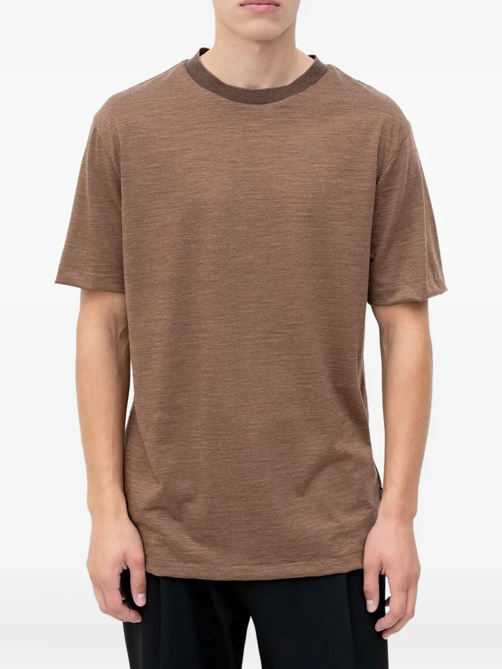 BOSS playera de algodón con cuello redondo | marrón | Image 1