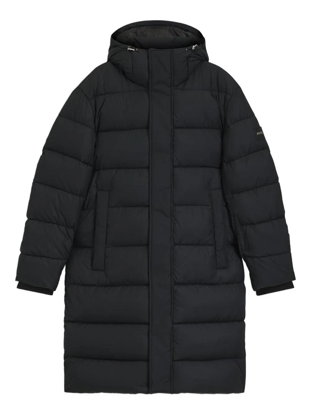 Hugo Boss Mens Black Hooded Padded Shell Coat In Black