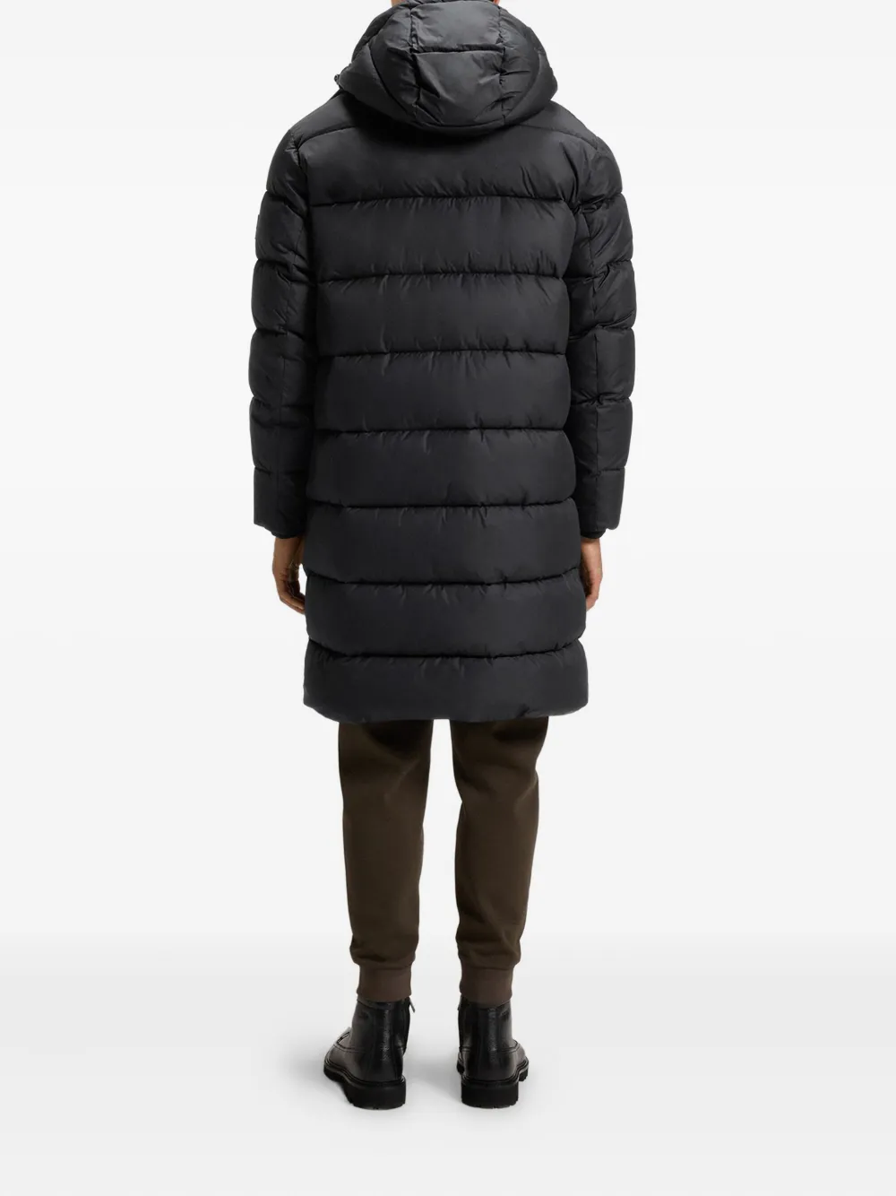 Hugo Boss Mens Black Hooded Padded Shell Coat In Black