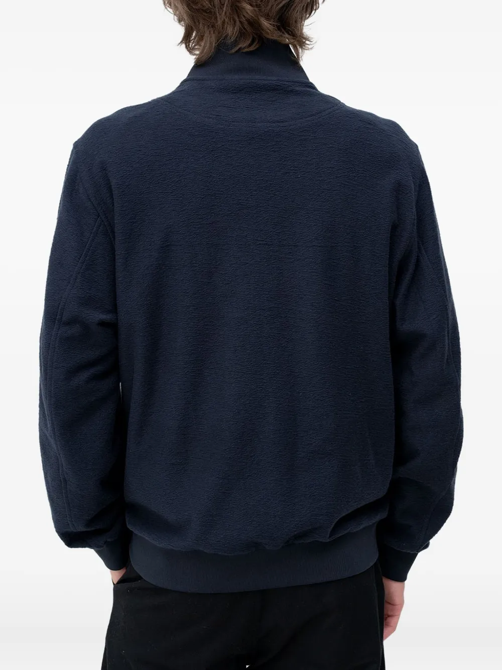 Hugo Boss Textured Zip-up Bomber Jacket In Blue