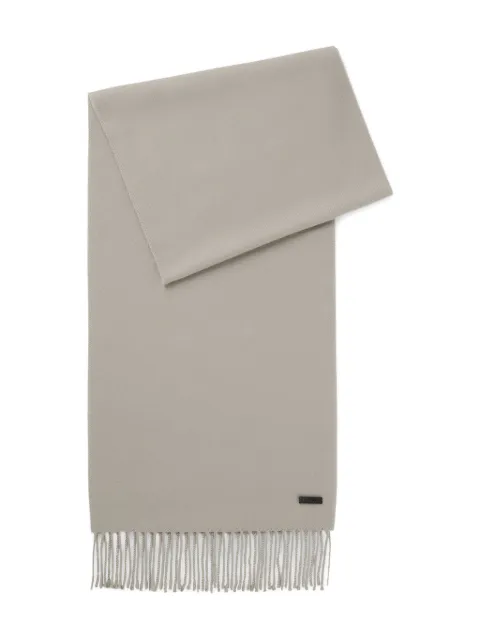 BOSS fringed logo-patch scarf