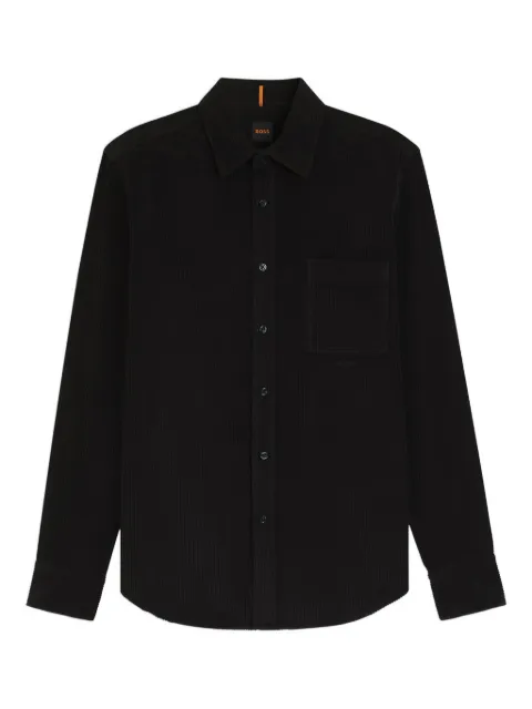 BOSS camisa de pana con bolsillo en el pecho