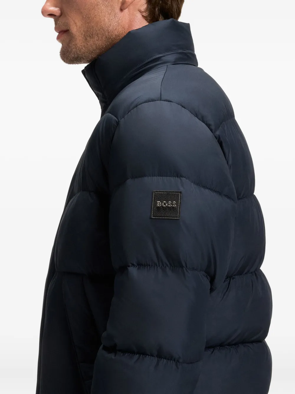 Hugo Boss Water-repellent Jacket With Monogram Jacquard In Blue