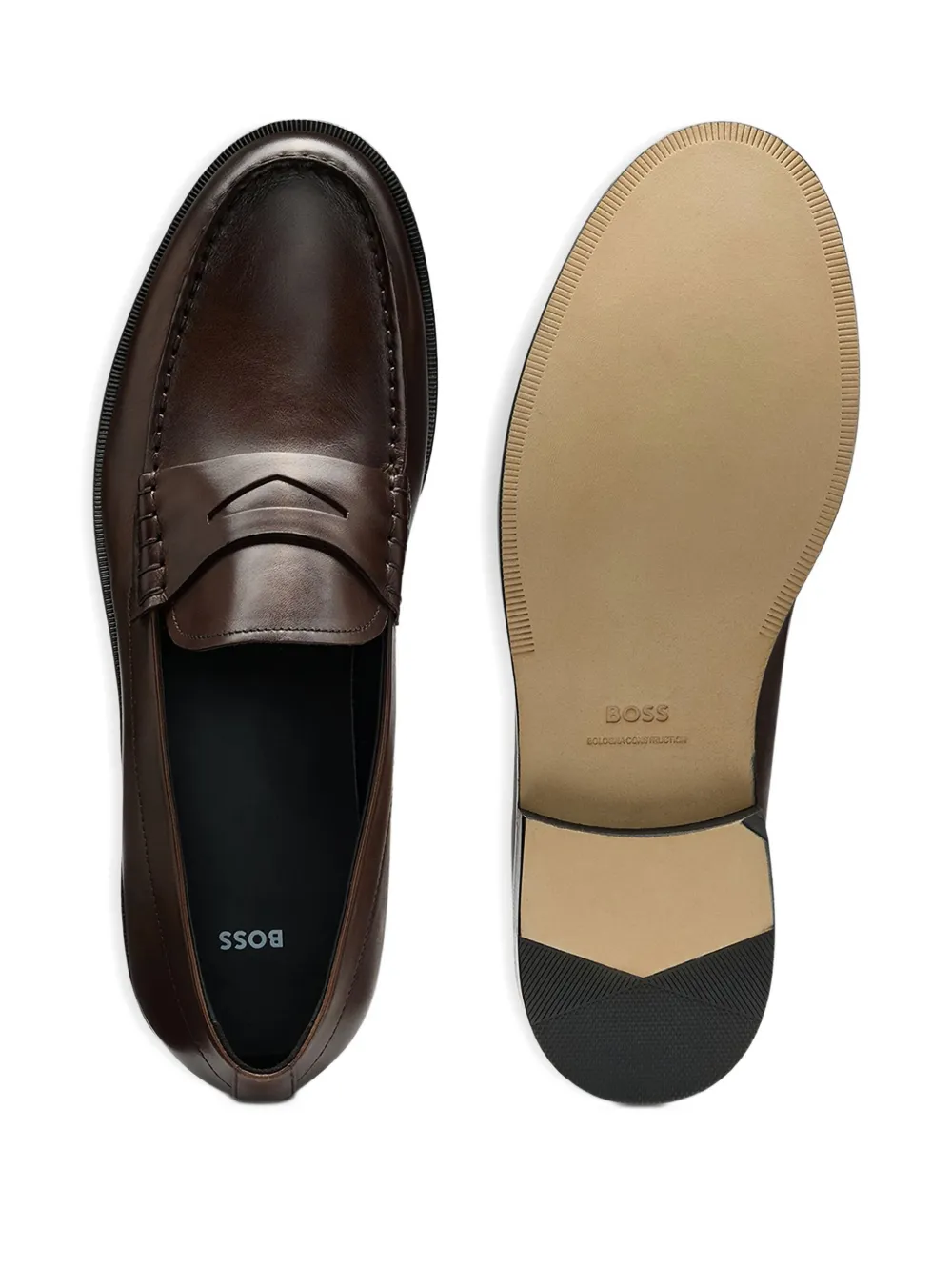 BOSS Leren loafers Bruin