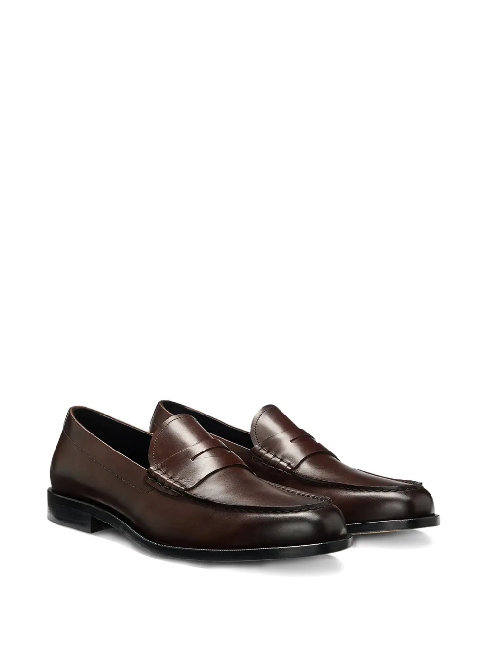 BOSS Leren loafers - Bruin