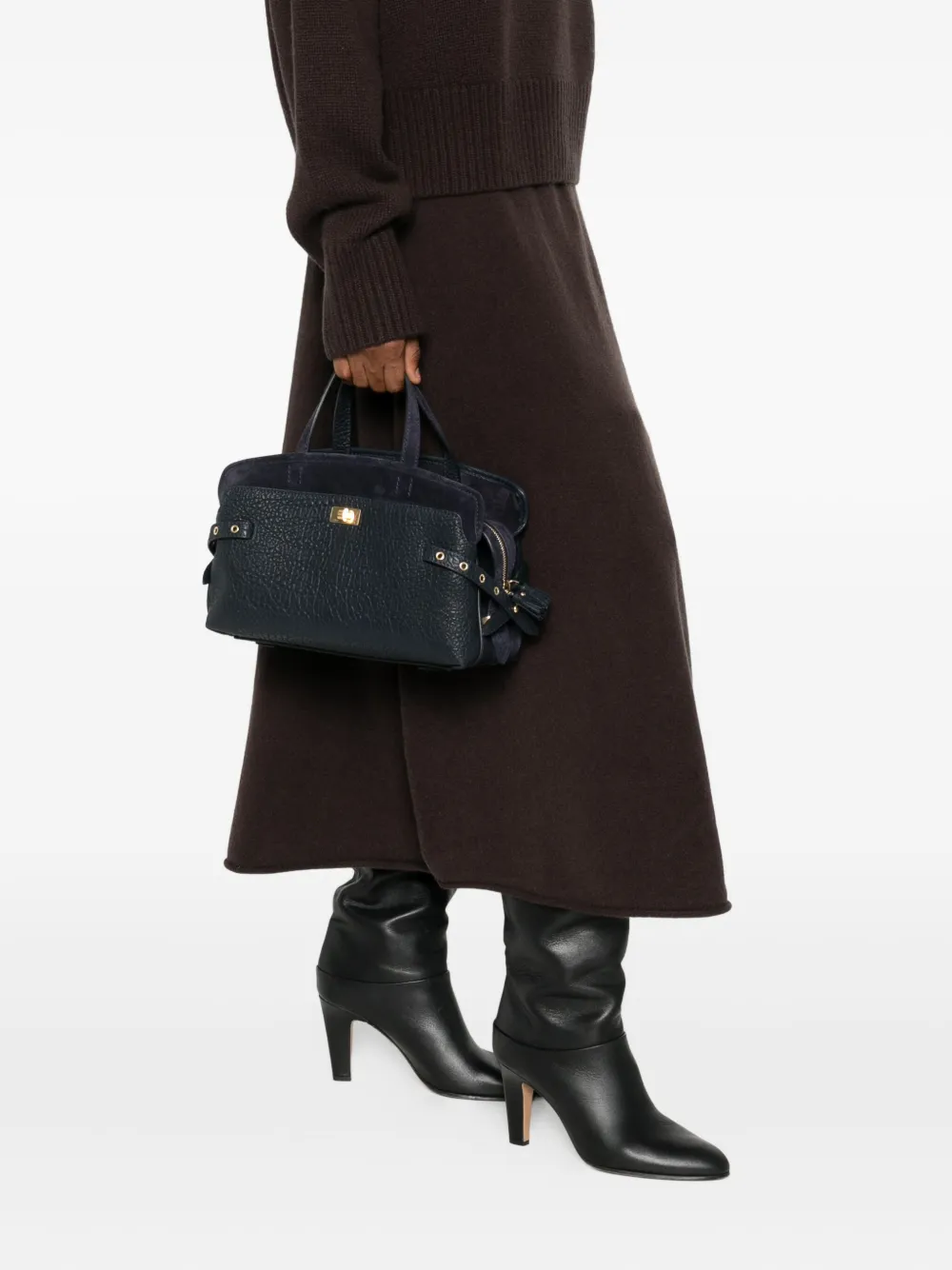 Anya Hindmarch Textured-leather Tote Bag In Black