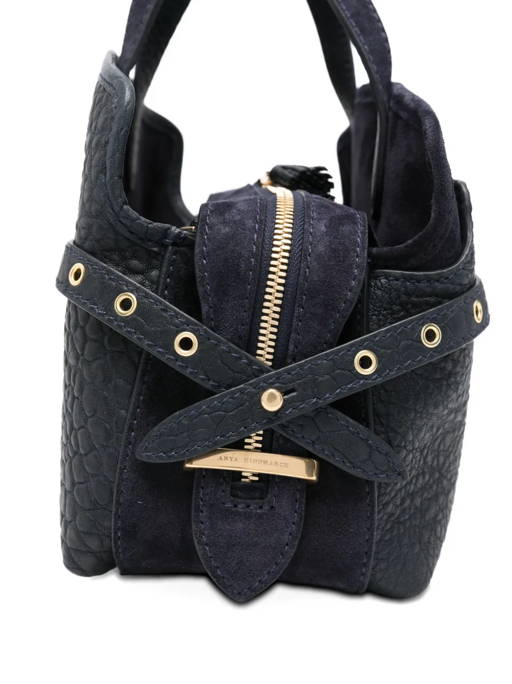 Anya Hindmarch Textured-leather Tote Bag In Black