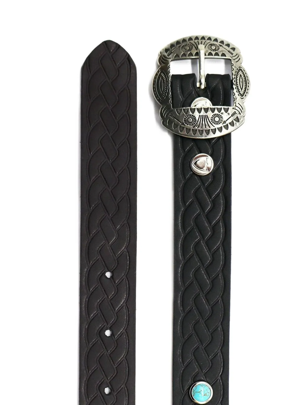 Htc Los Angeles Laurel studded braided belt - Zwart