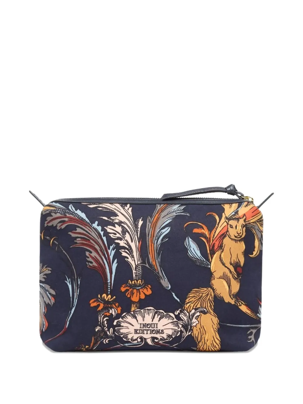 Inoui Editions Floral Squirrel Clutch Bag In Blue
