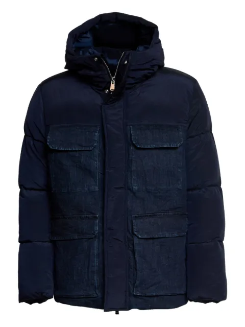 DONDUP denim-inserts hooded puffer jacket