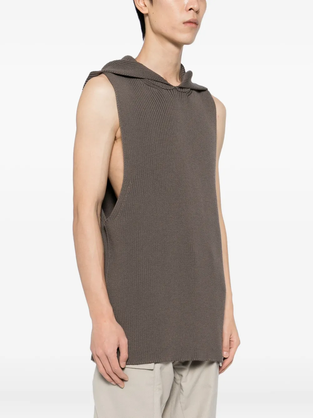 Rick Owens Concordians Runway Hooded Tank Top In Gray