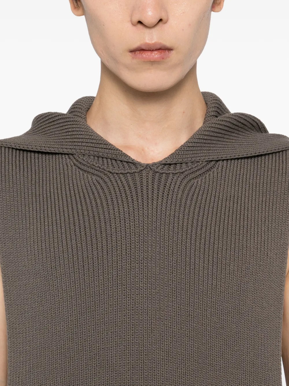 Rick Owens Concordians Runway Hooded Tank Top In Gray
