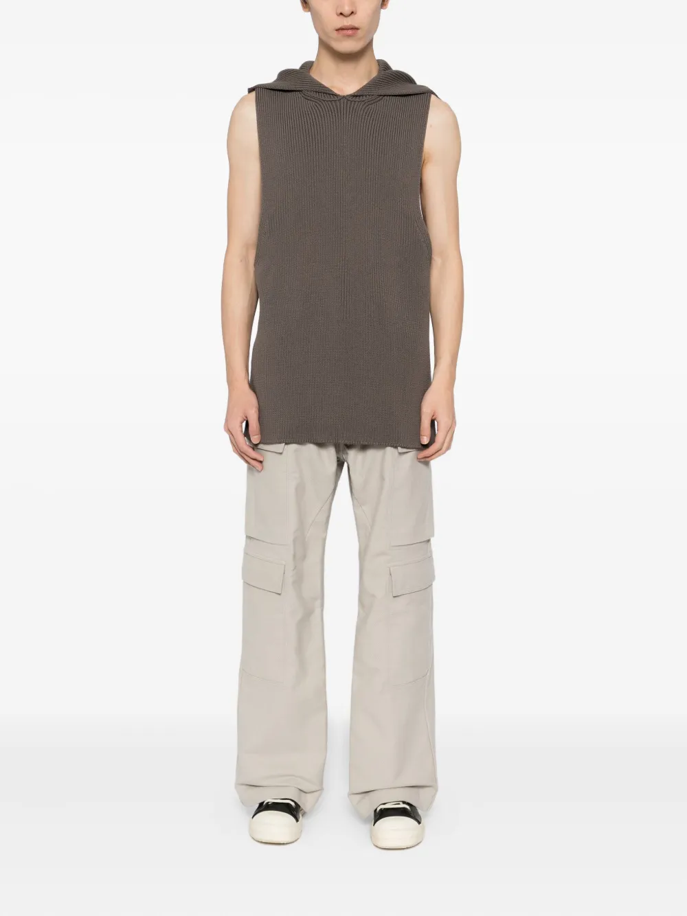 Rick Owens Concordians Runway Hooded Tank Top In Gray