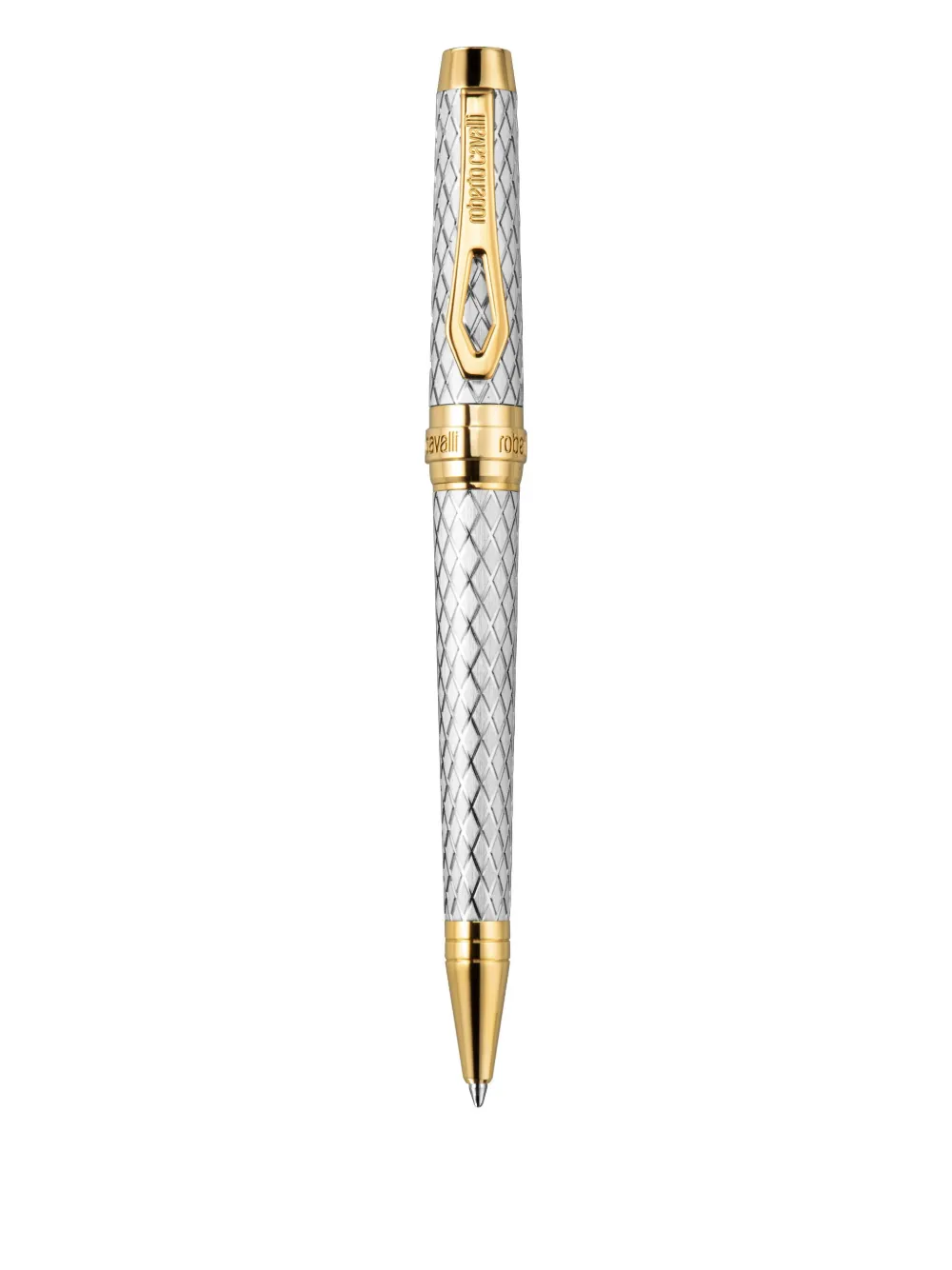 Roberto Cavalli Diamond-pattern Pen In Silver