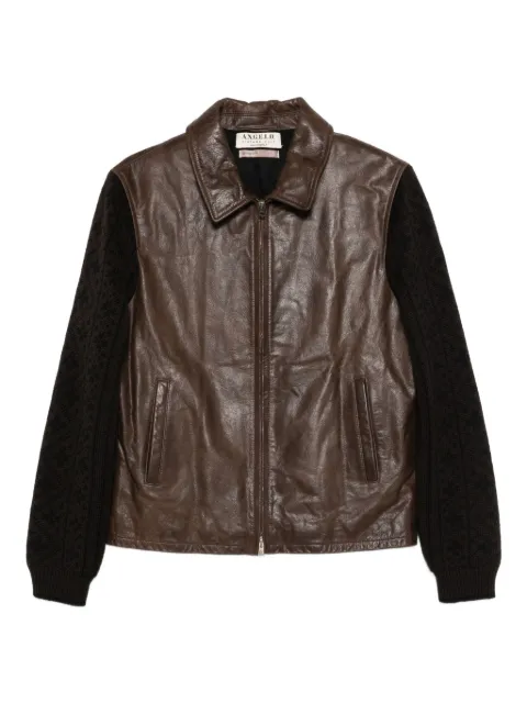A.N.G.E.L.O. Vintage Cult جاكيت جلد بأكمام منسوجة من عقد الألفينيات