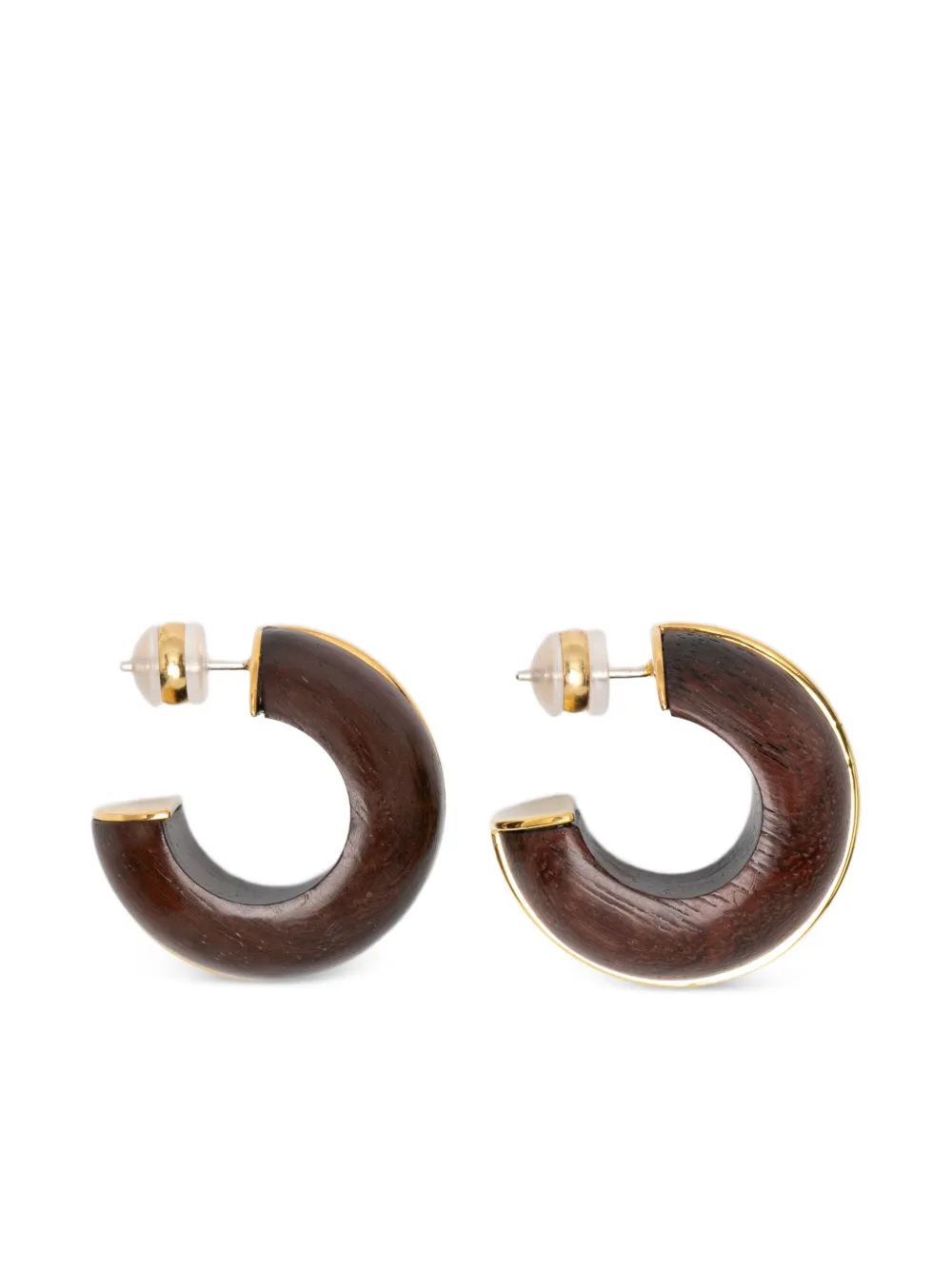 Lizzie Fortunato Halo Acacia Wood Hoops Earrings In Burgundy