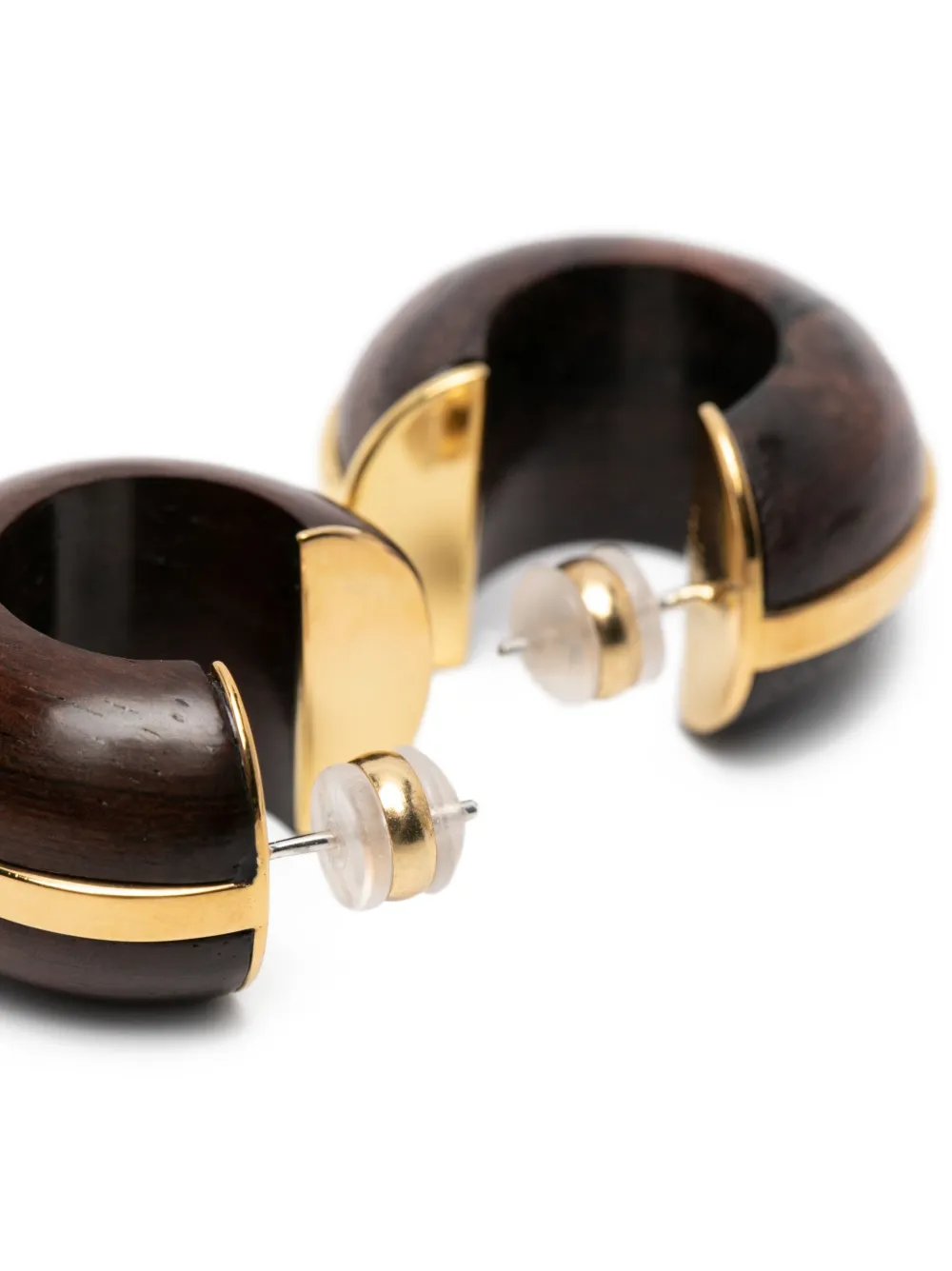 Lizzie Fortunato Halo Acacia Wood Hoops Earrings In Burgundy