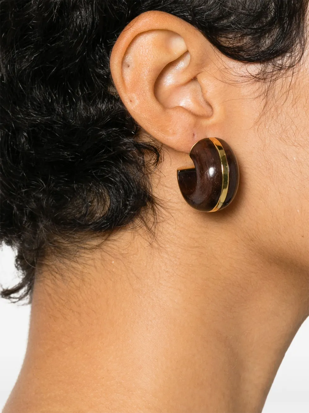 Lizzie Fortunato Halo Acacia Wood Hoops Earrings In Burgundy