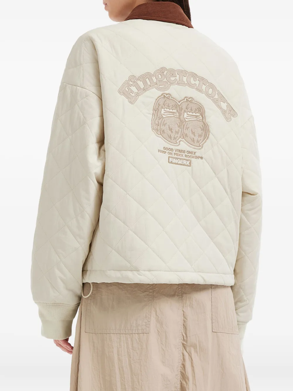 Fingercroxx Quilted Embroidered Jacket In Neutral