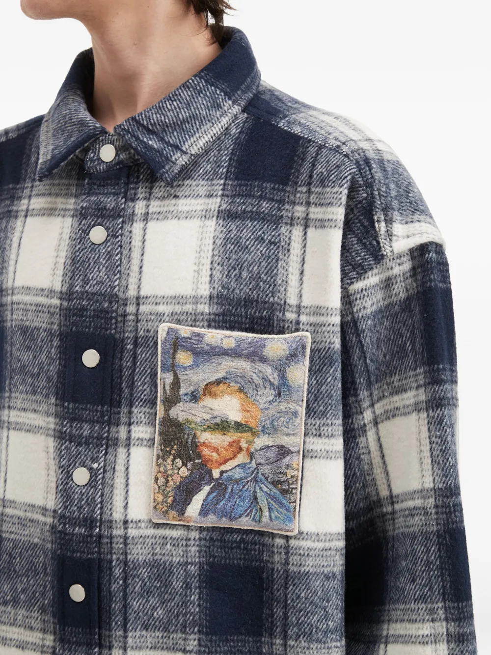 Musium Div. Geruit overhemd met patch Blauw