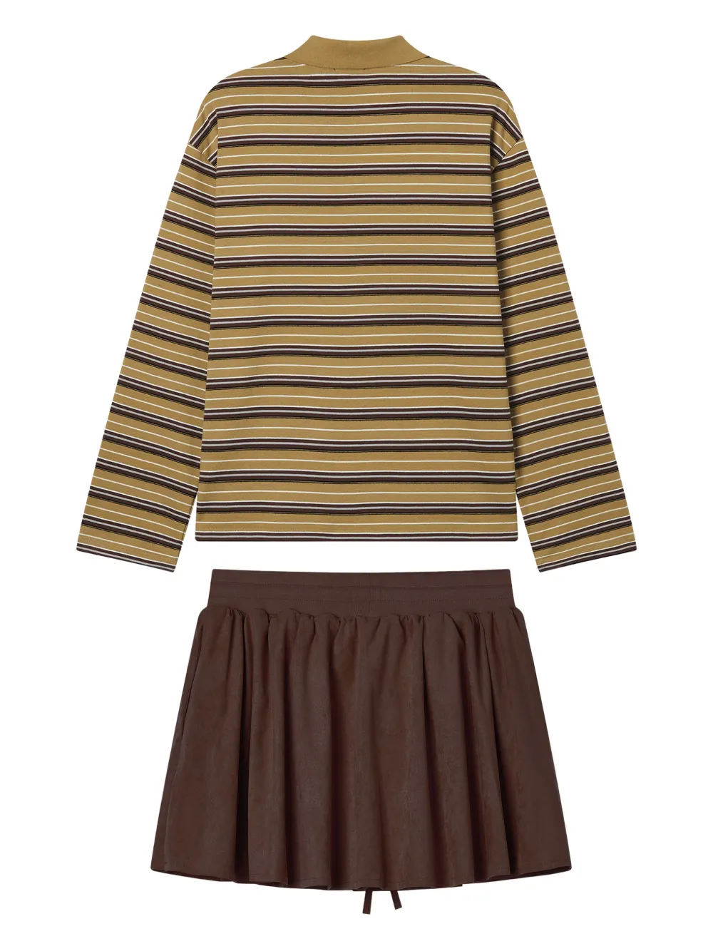 Tout A Coup Striped Polo Shirt And Mini Skirt Set In Neutral