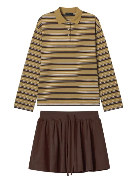 tout a coup set de playera tipo polo y falda corta con motivo de rayas
