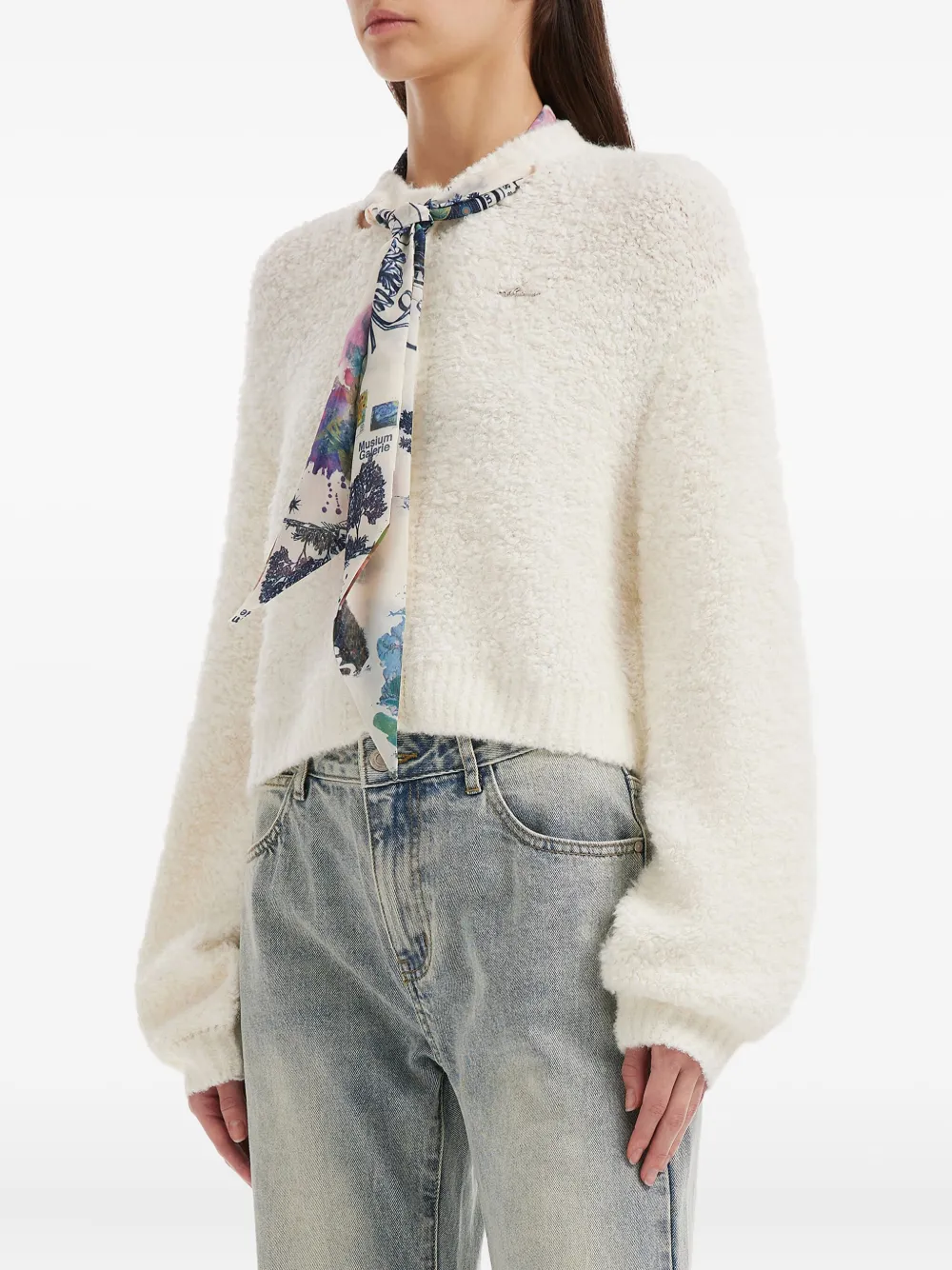 Musium Div. Floral-scarf Sweater In White