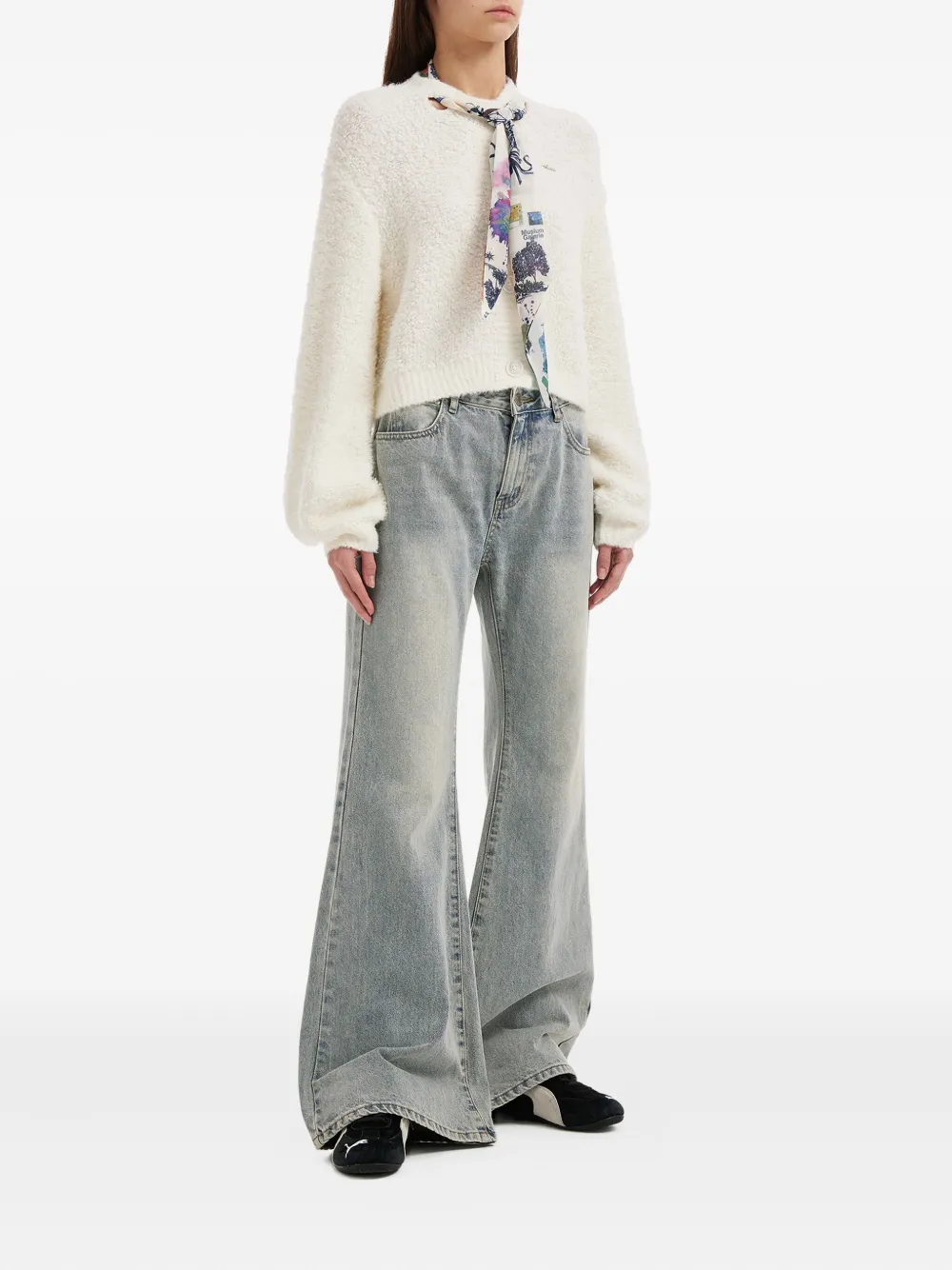 Musium Div. Floral-scarf Sweater In White