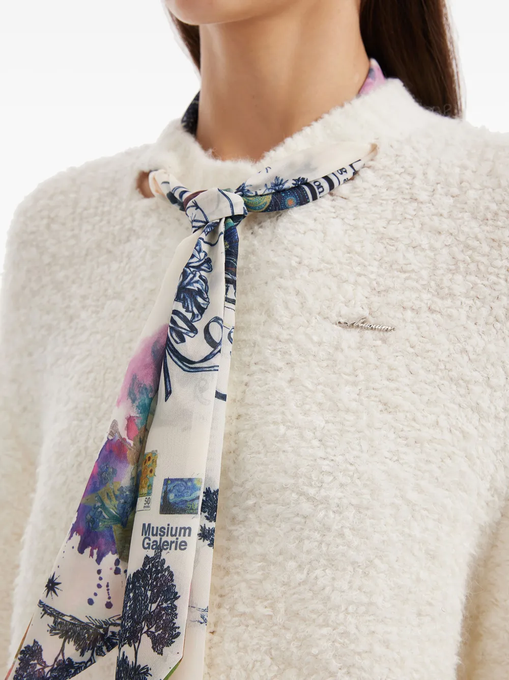 Musium Div. Floral-scarf Sweater In White