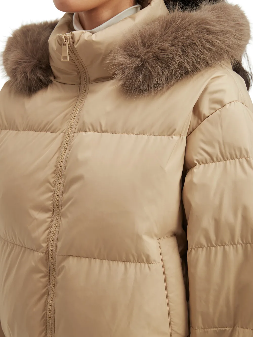 b+ab Donsjack met capuchon Beige