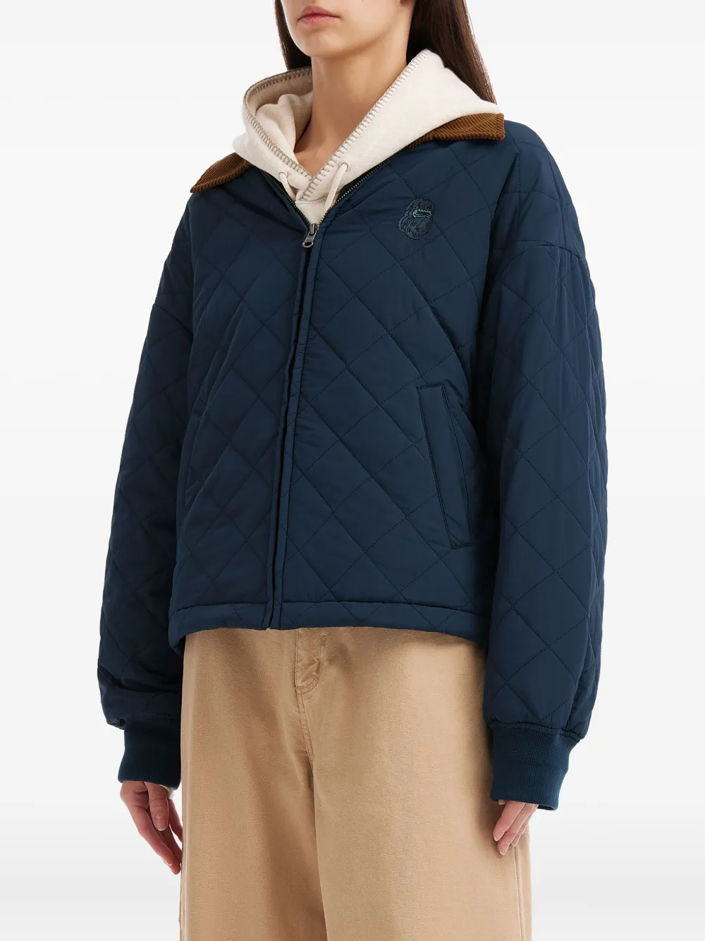 Fingercroxx Quilted Corduroy Jacket In Blue