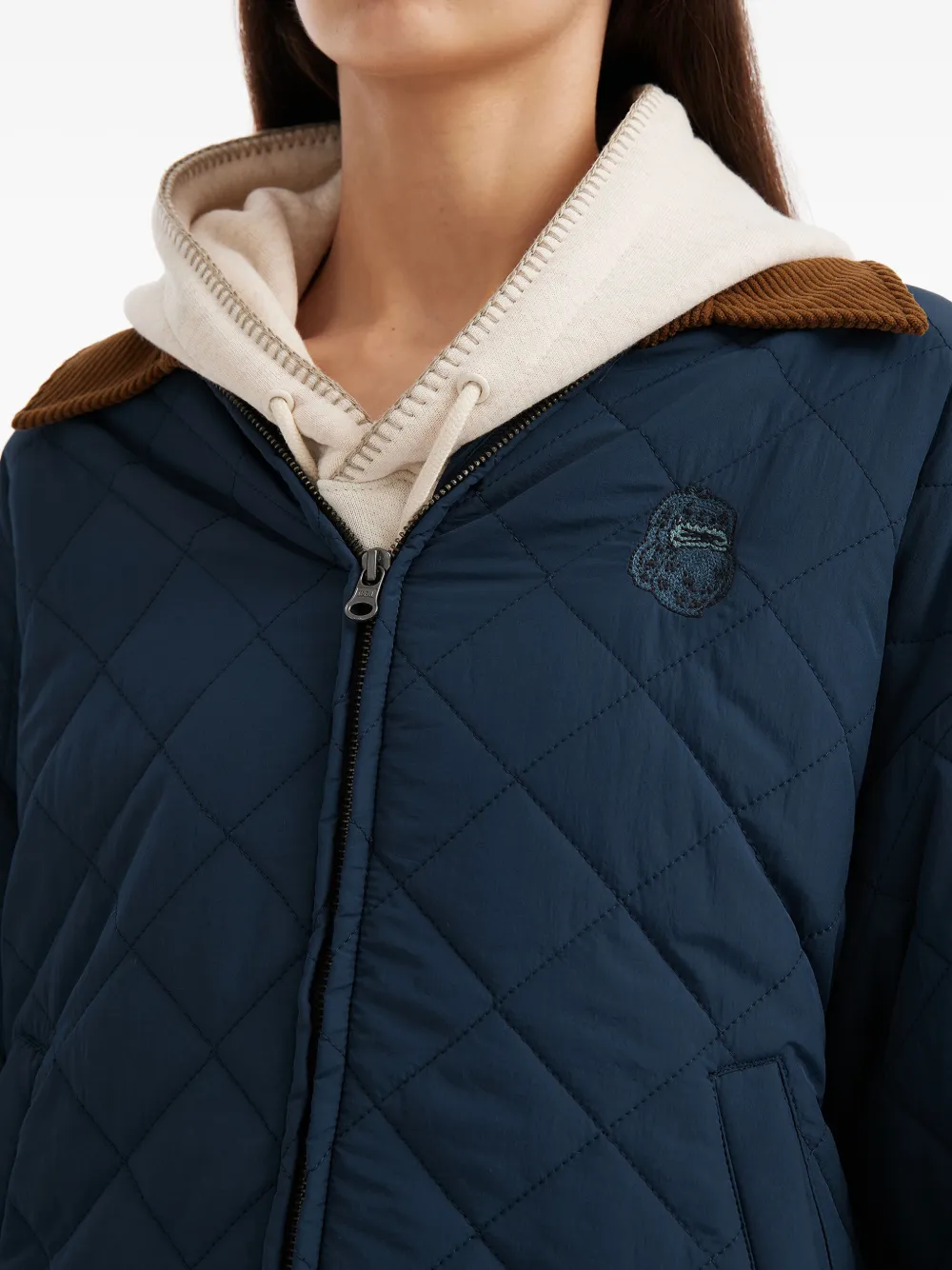 Fingercroxx Quilted Corduroy Jacket In Blue
