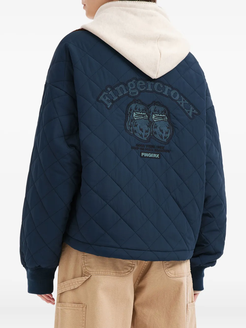 Fingercroxx Quilted Corduroy Jacket In Blue