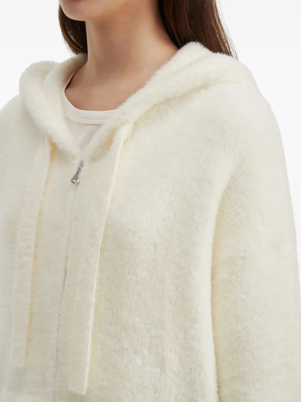 Tout A Coup Hooded Zip Cardigan In White