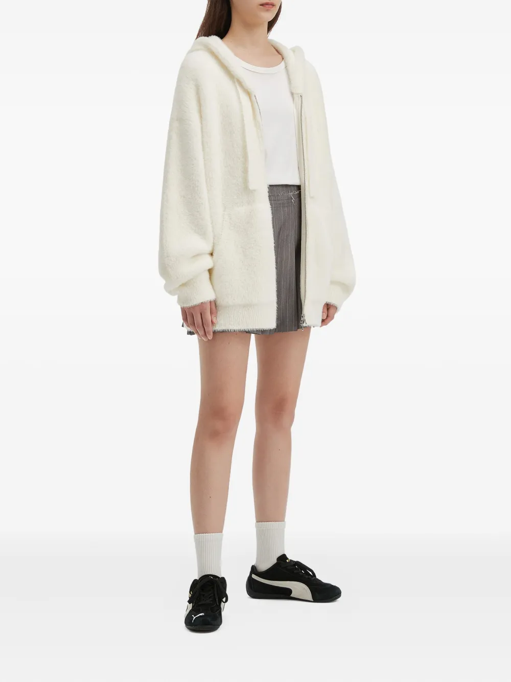 Tout A Coup Hooded Zip Cardigan In White