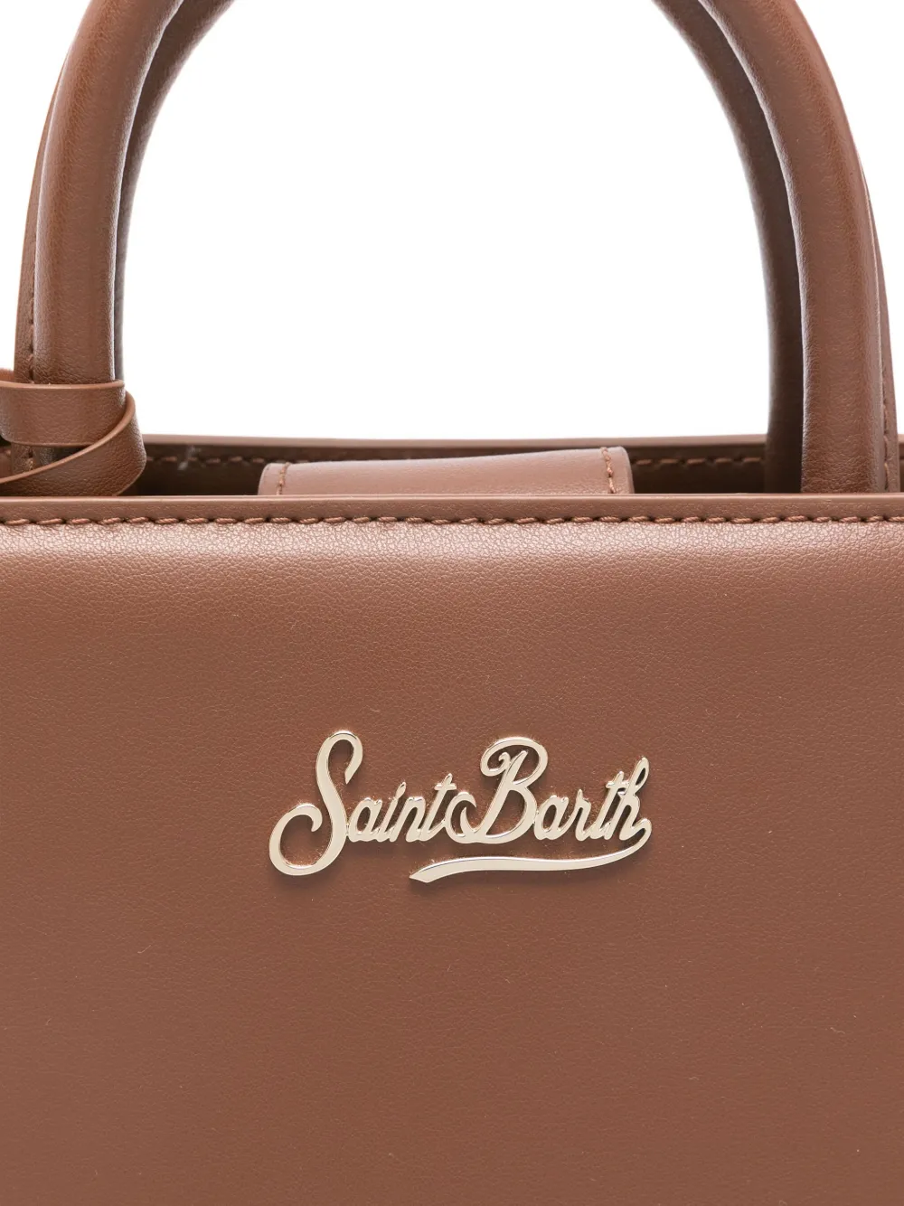 Mc2 Saint Barth Mini Leather Tote Bag In Brown