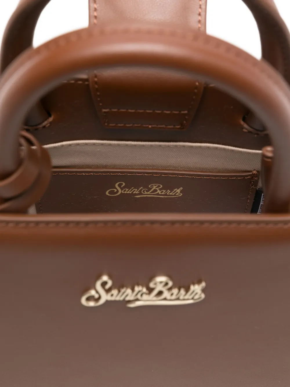 Mc2 Saint Barth Mini Leather Tote Bag In Brown
