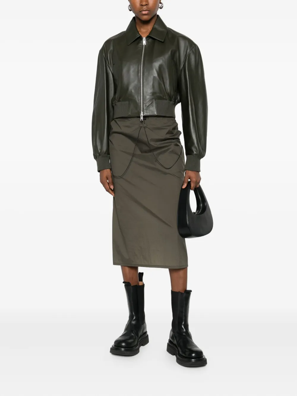 ROA drawstring-waist midi skirt - Groen