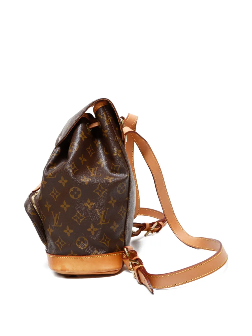 Pre-owned Louis Vuitton 1990 Montsouris Mm Monogram Backpack In Brown