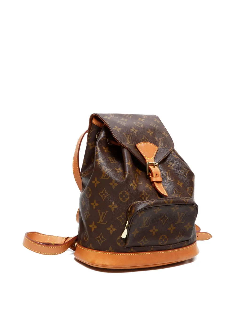 Pre-owned Louis Vuitton 1990 Montsouris Mm Monogram Backpack In Brown